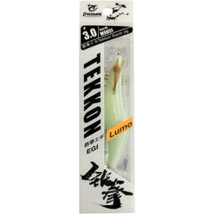 Pioneer Tekkon Squid Jig 3.0, luminous design, ideal for day and night fishing, secure carbon crown hooks.