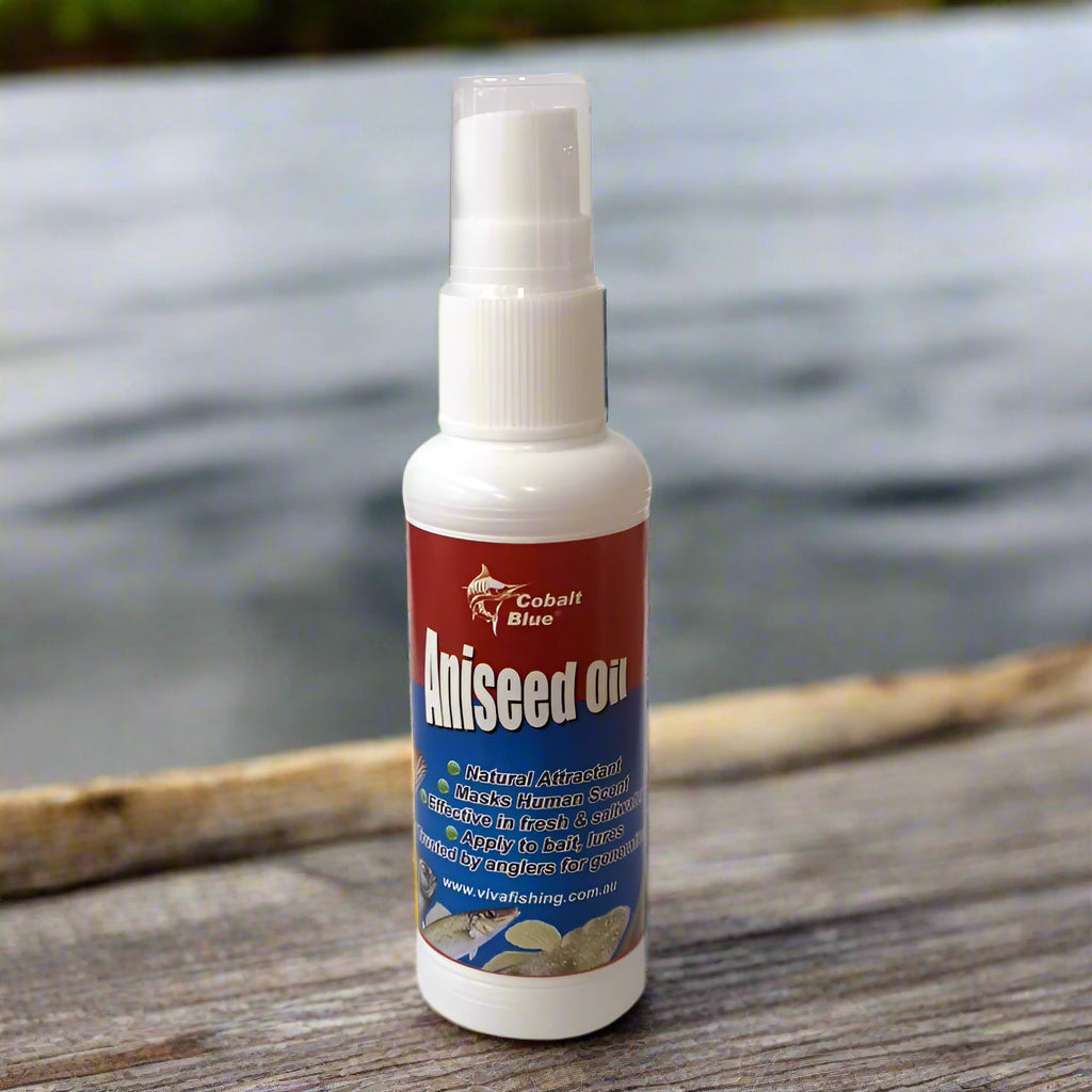 Aniseed Oil spray bottle designed for attracting fish and enhancing bait effectiveness.