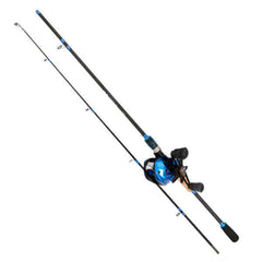 Bait cast combo fishing rod 2.1 meters with cork grip and blue accents, ideal for big catch adventures.