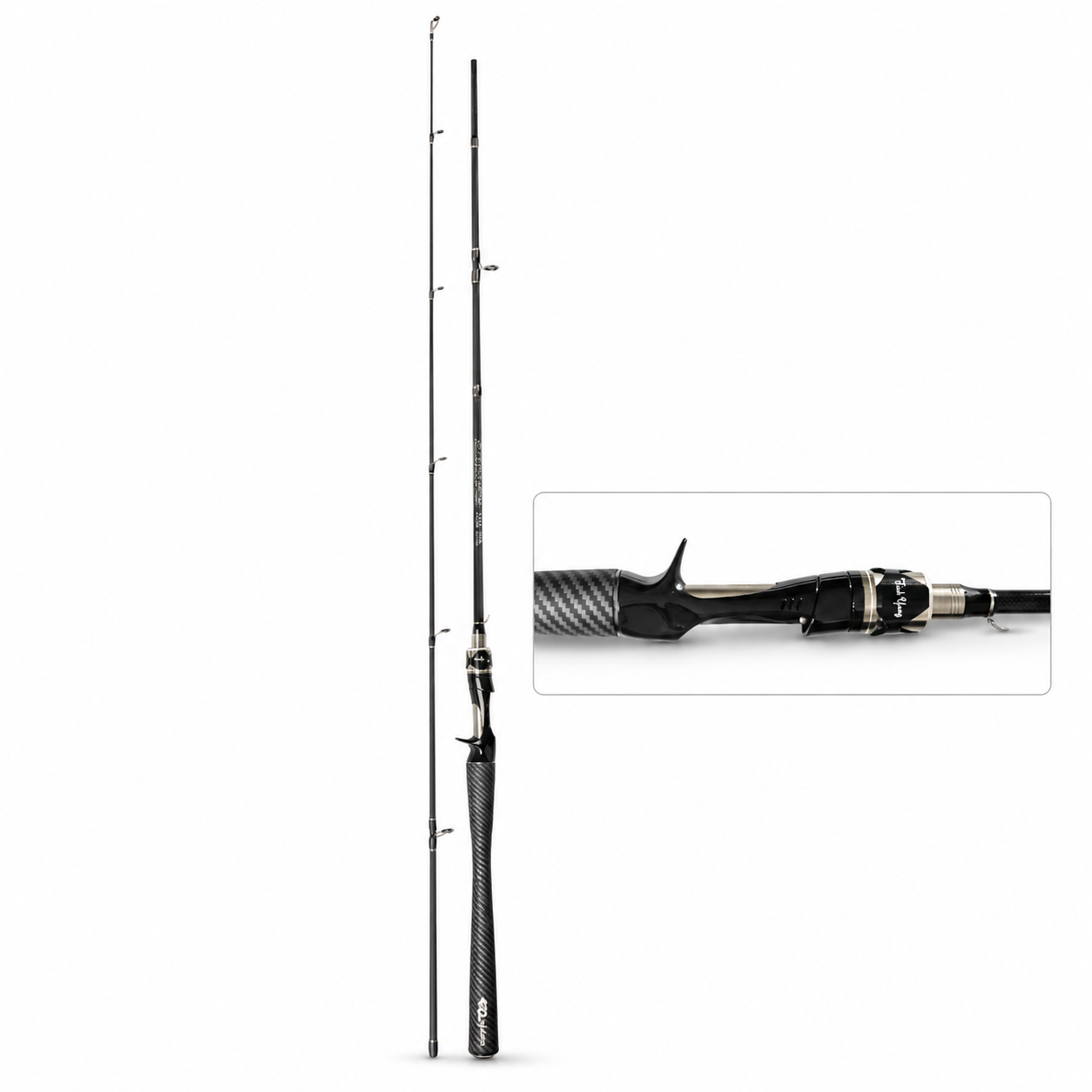 Grandmaster 1.8m carbon baitcasting rod full length with trigger grip detail