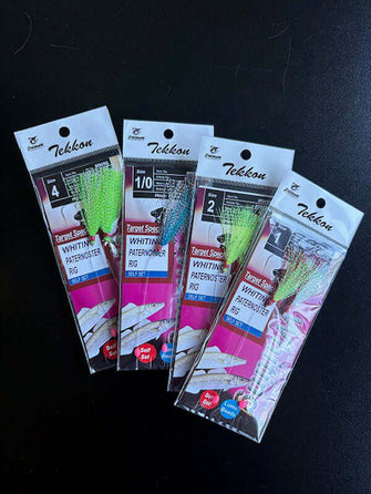 New Whiting Rig 4 Pack in various sizes and colors, perfect for sand and king george whiting fishing.