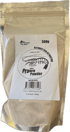 Prawn Powder Burley 300g pack, rich in amino acids and proteins, ideal fish attractant for freshwater and saltwater fishing.