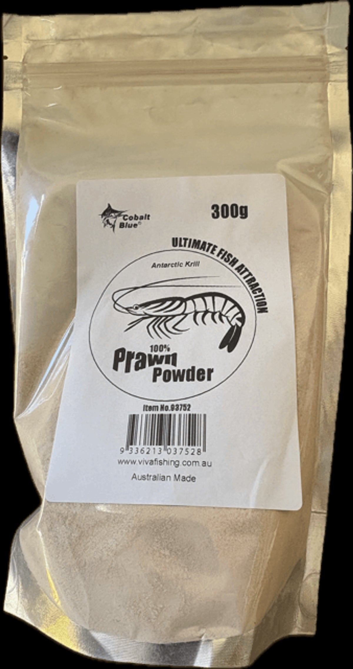Prawn Powder Burley 300g pack, rich in amino acids and proteins, ideal fish attractant for freshwater and saltwater fishing.