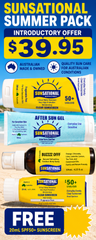 Sunsational Summer Pack introductory offer $39.95 with free 20mL SPF 50+ sunscreen