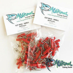 New 50 x Fishing Easy Rigs Fishing Tackle  Sinker Clip Red  SINKER SLIDER Small - Ezy Rigs