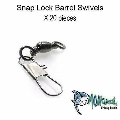 NEW 20 Barrel Swivel size 5 with interlock snap Fishing Swivel