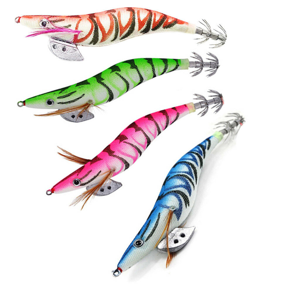 New 4 x Squid Jigs 3.5 Egi Jig Lure Mongrel Tiger Jigs Calamari Fishing Tackle
